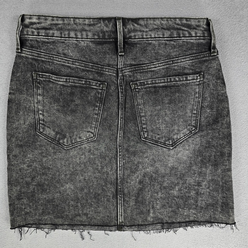Old Navy Denim Skirt Womens 4 Black Washed‎ Raw Hem Cutoff Mini Stretch NWT - Picture 2 of 7
